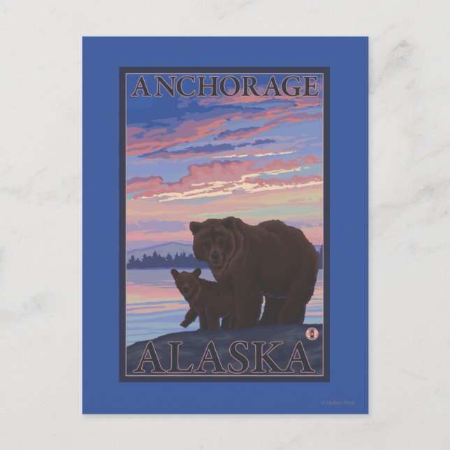 Bear and Cub - Anchorage, Alaska Postcard (Front)