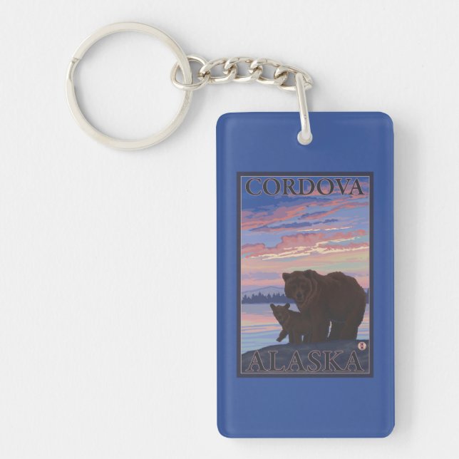 Bear and Cub - Cordova, Alaska Key Ring (Front)