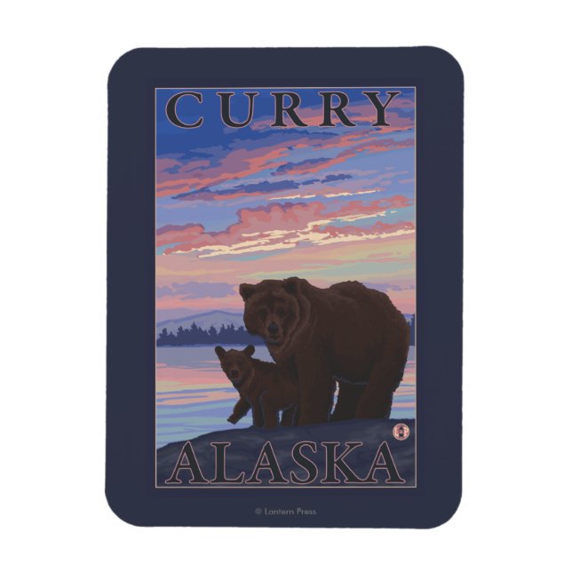 Bear and Cub - Curry, Alaska Magnet (Vertical)