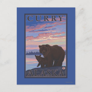 Bear and Cub - Curry, Alaska Postcard