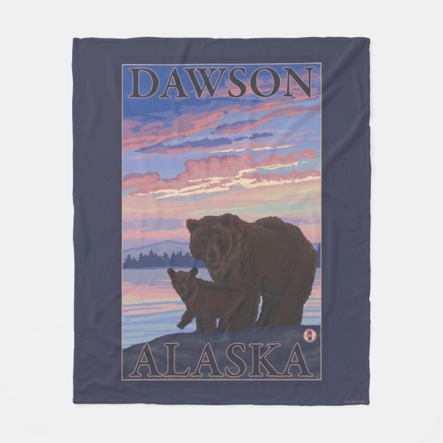 Bear and Cub - Dawson, Alaska Fleece Blanket (Front)