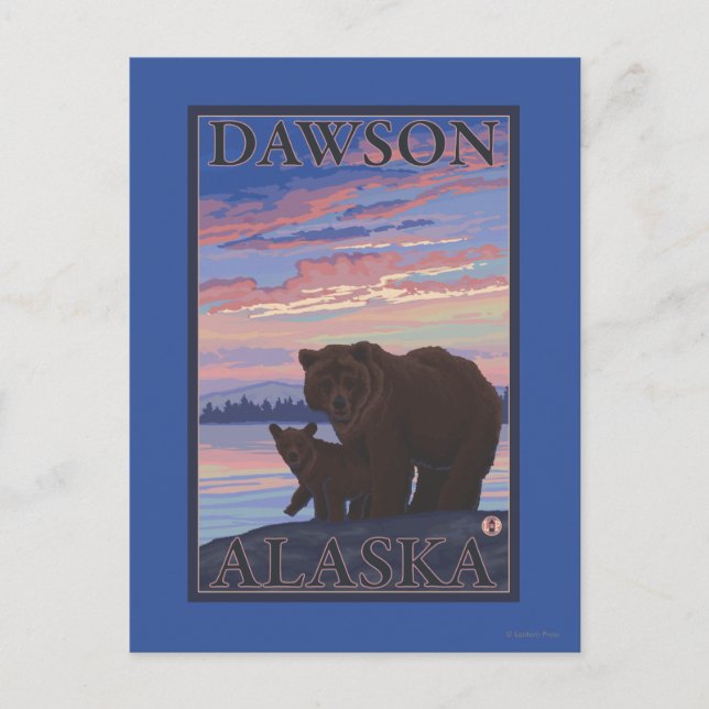 Bear and Cub - Dawson, Alaska Postcard (Front)