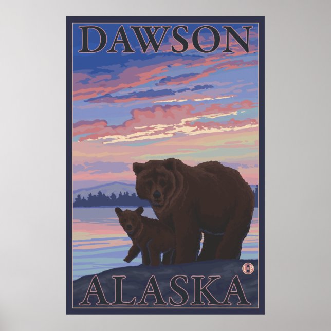 Bear and Cub - Dawson, Alaska Poster (Front)