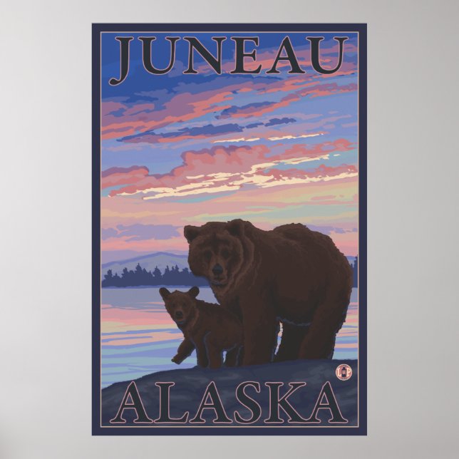 Bear and Cub - Juneau, Alaska Poster (Front)