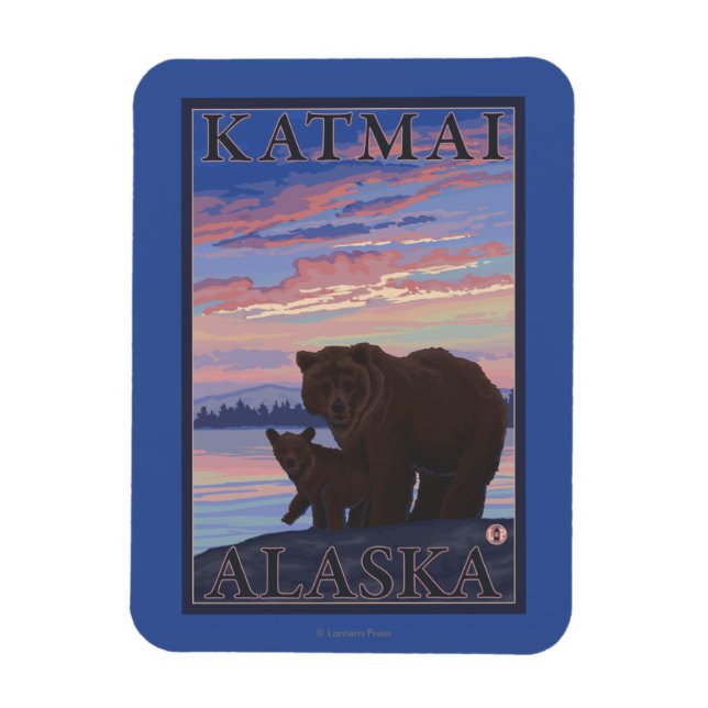 Bear and Cub - Katmai, Alaska Magnet (Vertical)