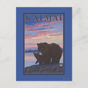Bear and Cub - Katmai, Alaska Postcard