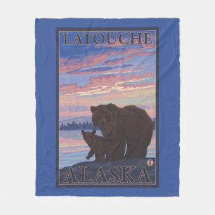 Bear and Cub - Latouche, Alaska Fleece Blanket