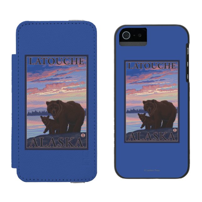 Bear and Cub - Latouche, Alaska Incipio iPhone Wallet Case (Side by Side)