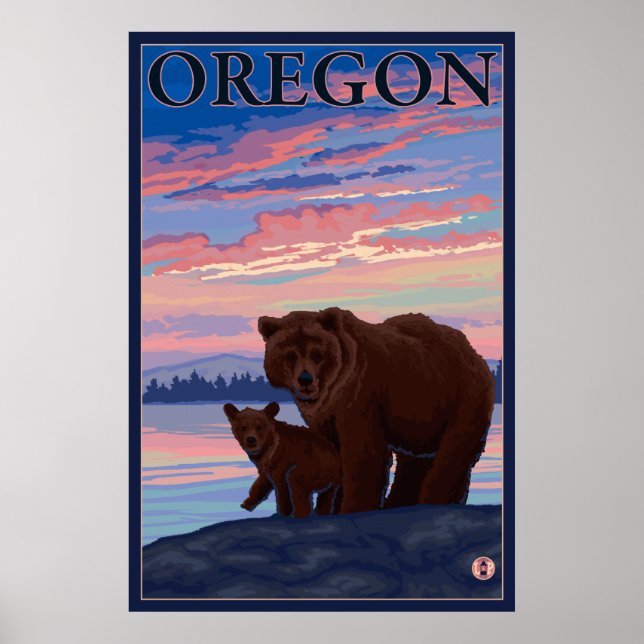 Bear and Cub - Oregon Poster (Front)