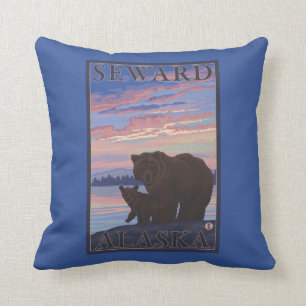 Bear and Cub - Seward, Alaska Cushion