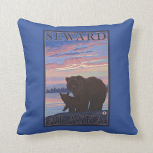 Bear and Cub - Seward, Alaska Cushion