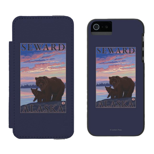Bear and Cub - Seward, Alaska Incipio iPhone Wallet Case (Side by Side)