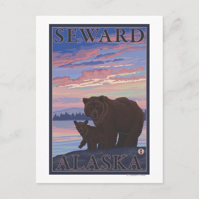 Bear and Cub - Seward, Alaska Postcard (Front)