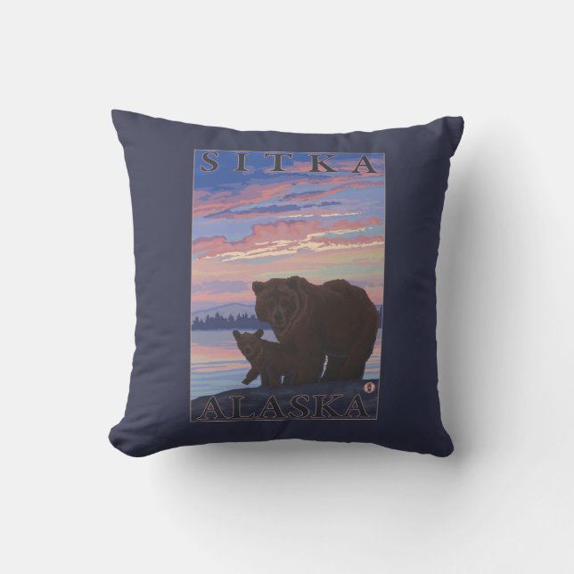 Bear and Cub - Sitka, Alaska Cushion (Front)