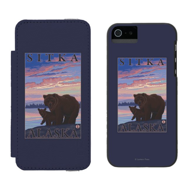 Bear and Cub - Sitka, Alaska Incipio iPhone Wallet Case (Side by Side)