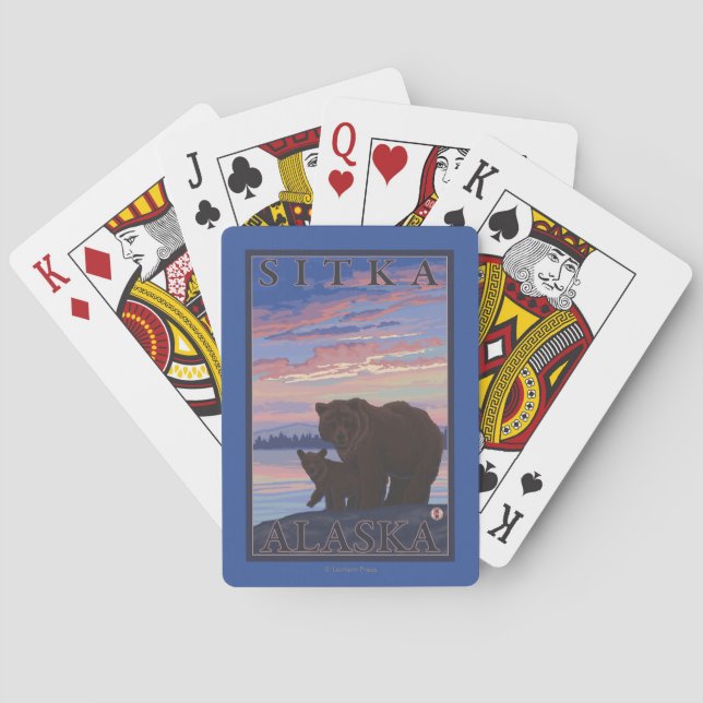 Bear and Cub - Sitka, Alaska Playing Cards (Back)