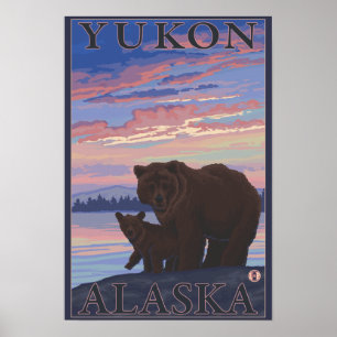 Bear and Cub - Yukon, Alaska Poster