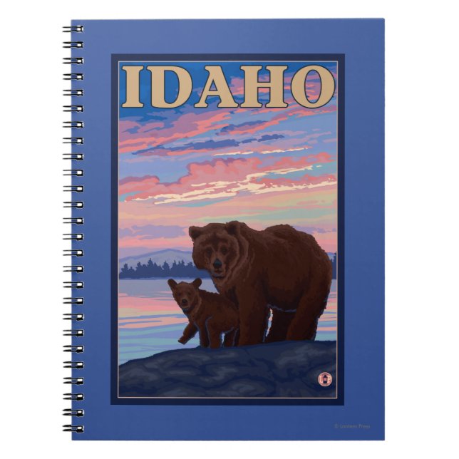 Bear and CubIdahoVintage Travel Poster Notebook (Front)