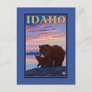 Bear and CubIdahoVintage Travel Poster Postcard