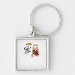 Bear And Deer Conversation Funny Wildlife Design Key Ring