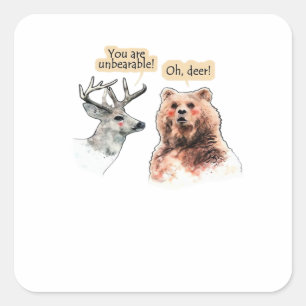 Bear And Deer Conversation Funny Wildlife Design Square Sticker