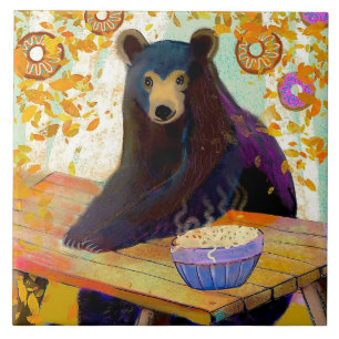 Bear and Doughnuts Ceramic Kitchen Tile