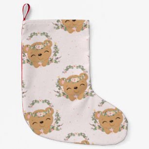 Bear And Flower Tattoo Small Christmas Stocking