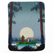 Bear and Fox kayaking on a wild forest river