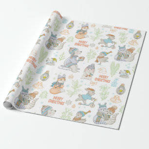 Bear And Friends Christmas Pattern Wrapping Paper
