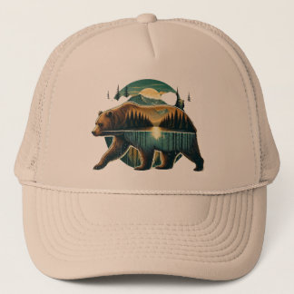 Bear and its forest  trucker hat