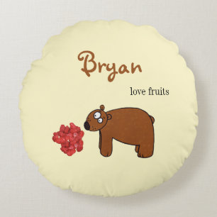 Bear and raspberry round cushion