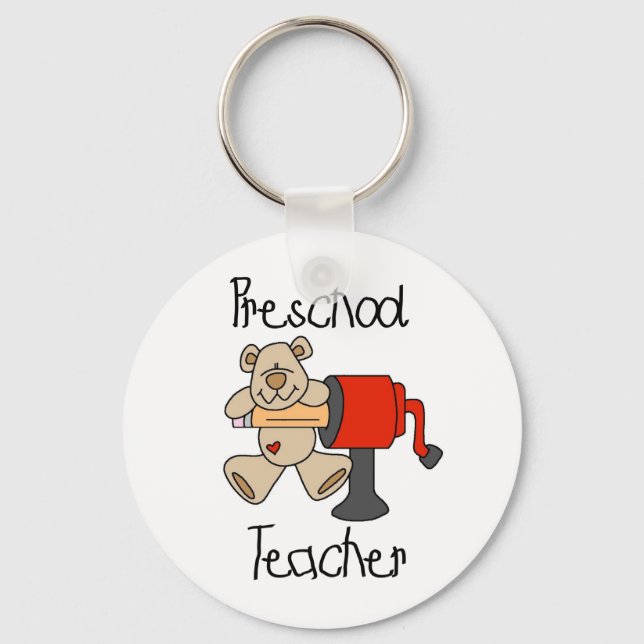 Bear and Sharpener Preschool Teacher Key Ring (Front)