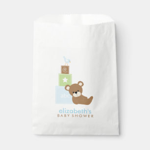 Bear and Toy Blocks Boy Baby Shower Favour Bag