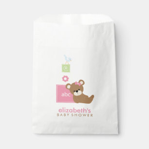 Bear and Toy Blocks Girl Baby Shower Favour Bag