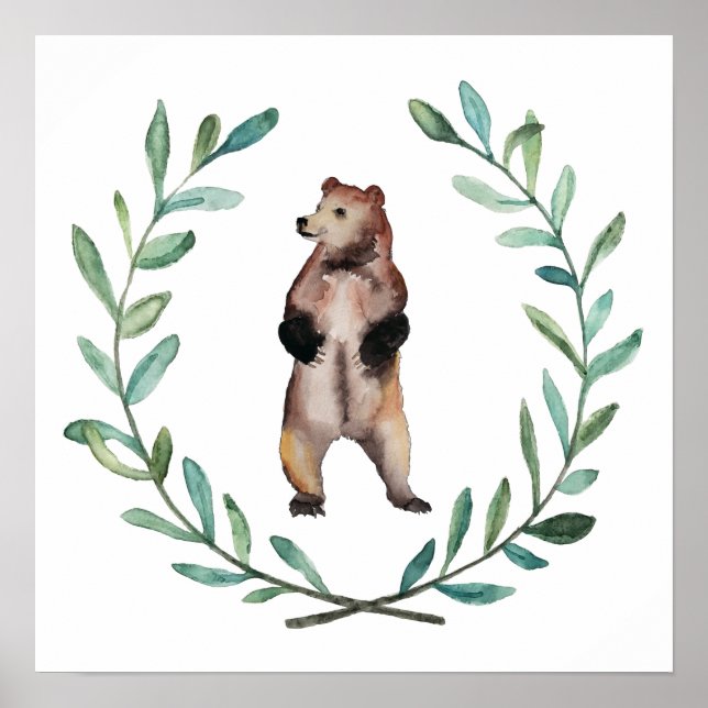 Bear and Wreath Woodland Poster (Front)