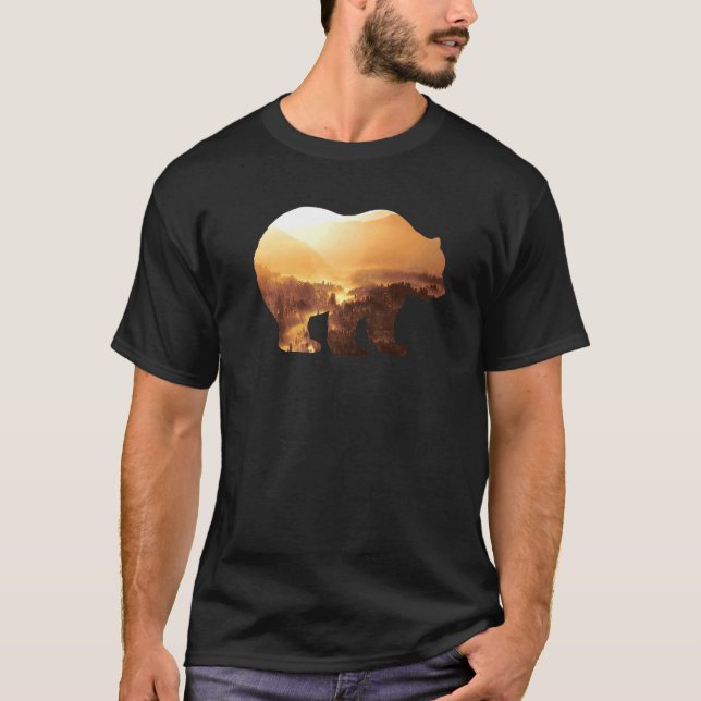 Bear Animal Mountains Colourful Coyote Hunting Wil T-Shirt (Front)
