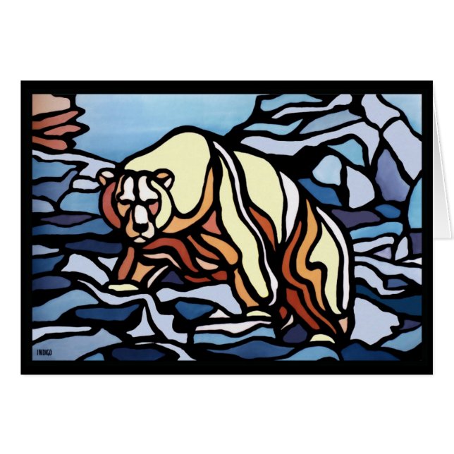 Bear Art Card Personalised Polar Bear Card (Front Horizontal)