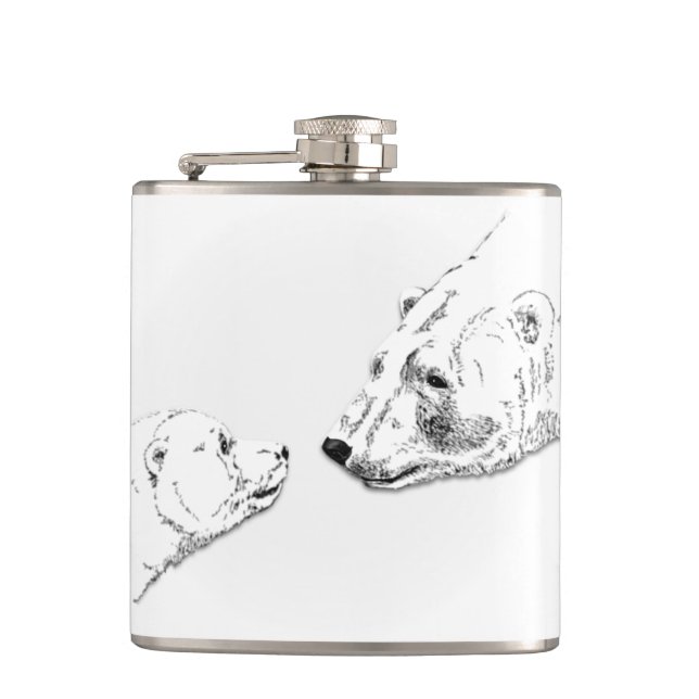 Bear Art Flask Custom Polar Bear Drink Flask (Front)