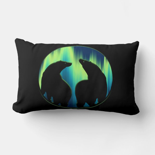 Bear Art Pillow Northern Lights Bears Pillow (Front)