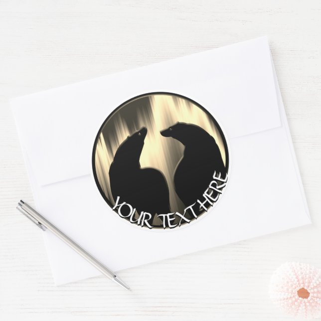 Bear Art Stickers Northern Lights Bear  Stickers (Envelope)