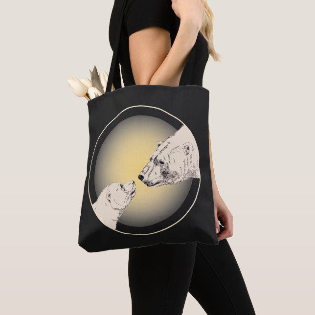 Bear Art Tote Bag Wildlife Art Shopping Bag (Close Up)