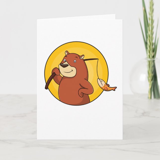Bear as Angler with Fish Card (Front)
