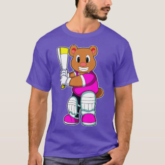 Bear as Batsman with Cricket bat T-Shirt