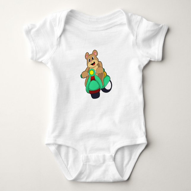 Bear as Biker with Scooter.PNG Baby Bodysuit (Front)