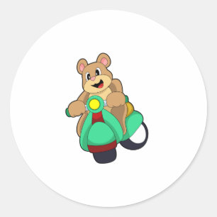 Bear as Biker with Scooter.PNG Classic Round Sticker