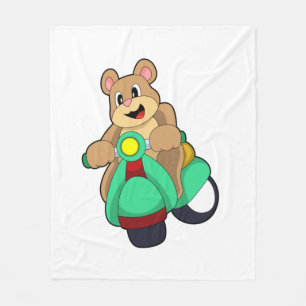 Bear as Biker with Scooter.PNG Fleece Blanket