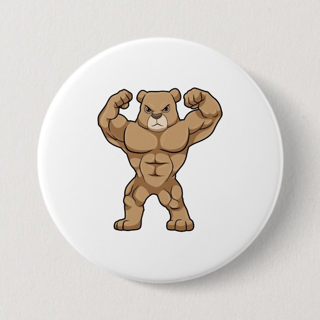 Bear as Bodybuilder with big Muscles 7.5 Cm Round Badge (Front)