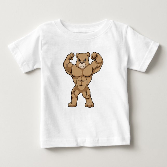 Bear as Bodybuilder with big Muscles Baby T-Shirt (Front)