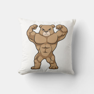 Bear as Bodybuilder with big Muscles Cushion