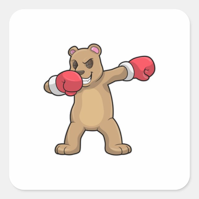 Bear as Boxer at Boxing & Hip Hop Dance Dab Square Sticker (Front)
